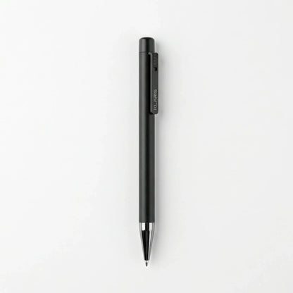 Sleek black smart AI note-taking pen with metal tip and clip on white background KlarisPen