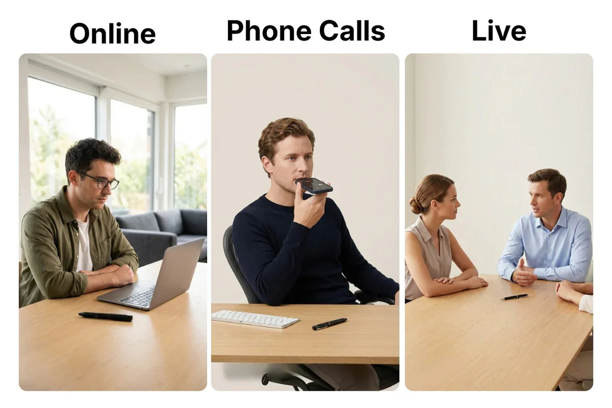 Smart AI note-taking pen on table in online meeting, phone call, and live discussion scenarios
